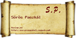 Sörös Paszkál névjegykártya
